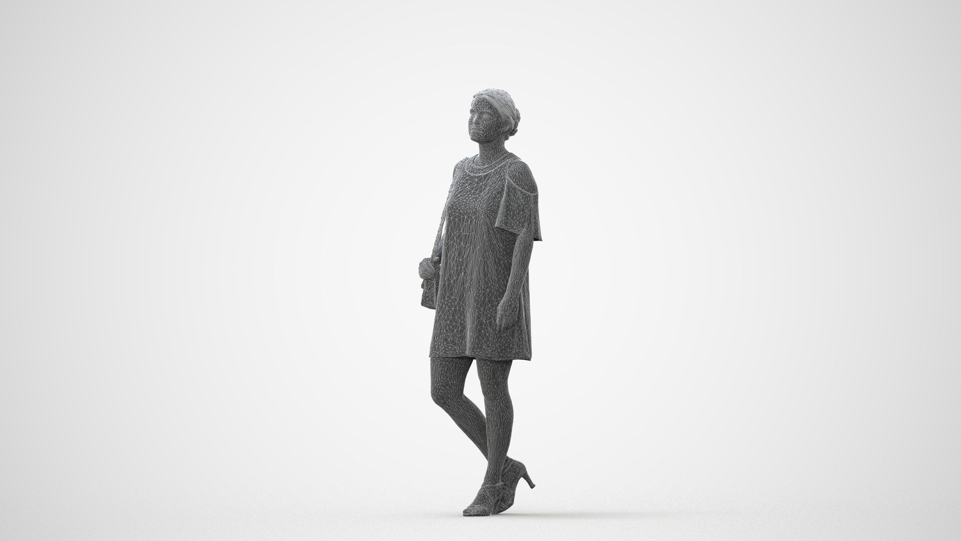 scanned 3D woman formal standing, photogrammetry people for Enscape and V-Ray, square thumbnail