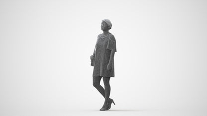 scanned 3D woman formal standing, photogrammetry people for Enscape and V-Ray, square thumbnail