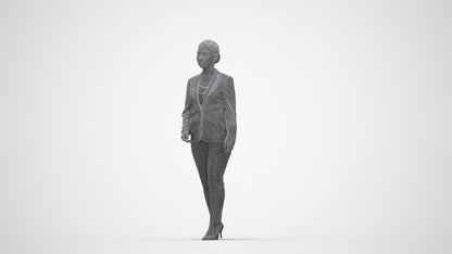 realistic 3D people woman business walking, render-ready for V-Ray and Corona, FBX OBJ, wireframe back view