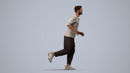 scanned 3D man casual sport, photogrammetry people for Enscape and V-Ray, side view render