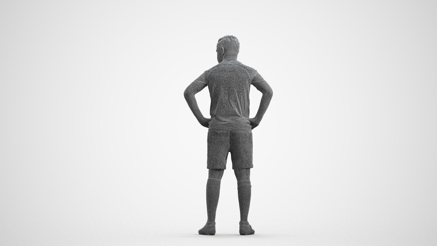 3D scanned man sport, photorealistic archviz people for Enscape and SketchUp, wireframe front view