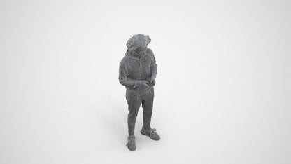 3D people model man casual standing, scanned human for 3ds Max rendering, wireframe three-quarter view