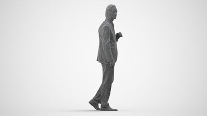 scanned 3D man business, photogrammetry people for Enscape and V-Ray, wireframe side view