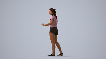 photogrammetry 3D girl casual door, realistic human model archviz FBX, three-quarter view render