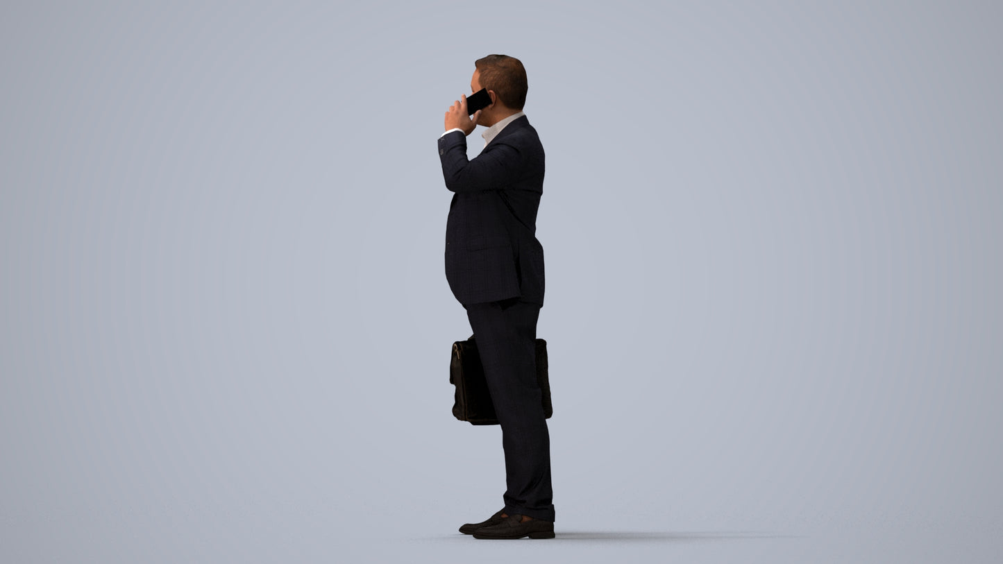 photogrammetry 3D man business, realistic human model archviz FBX, three-quarter view render