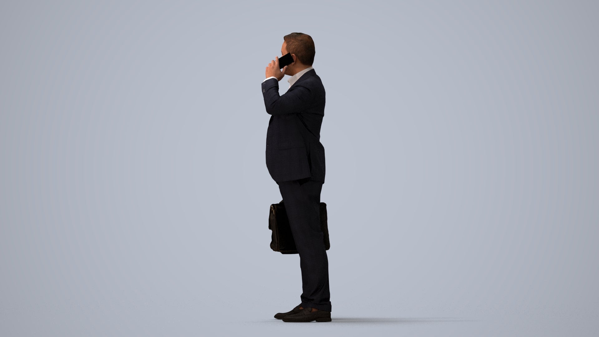 photogrammetry 3D man business, realistic human model archviz FBX, three-quarter view render
