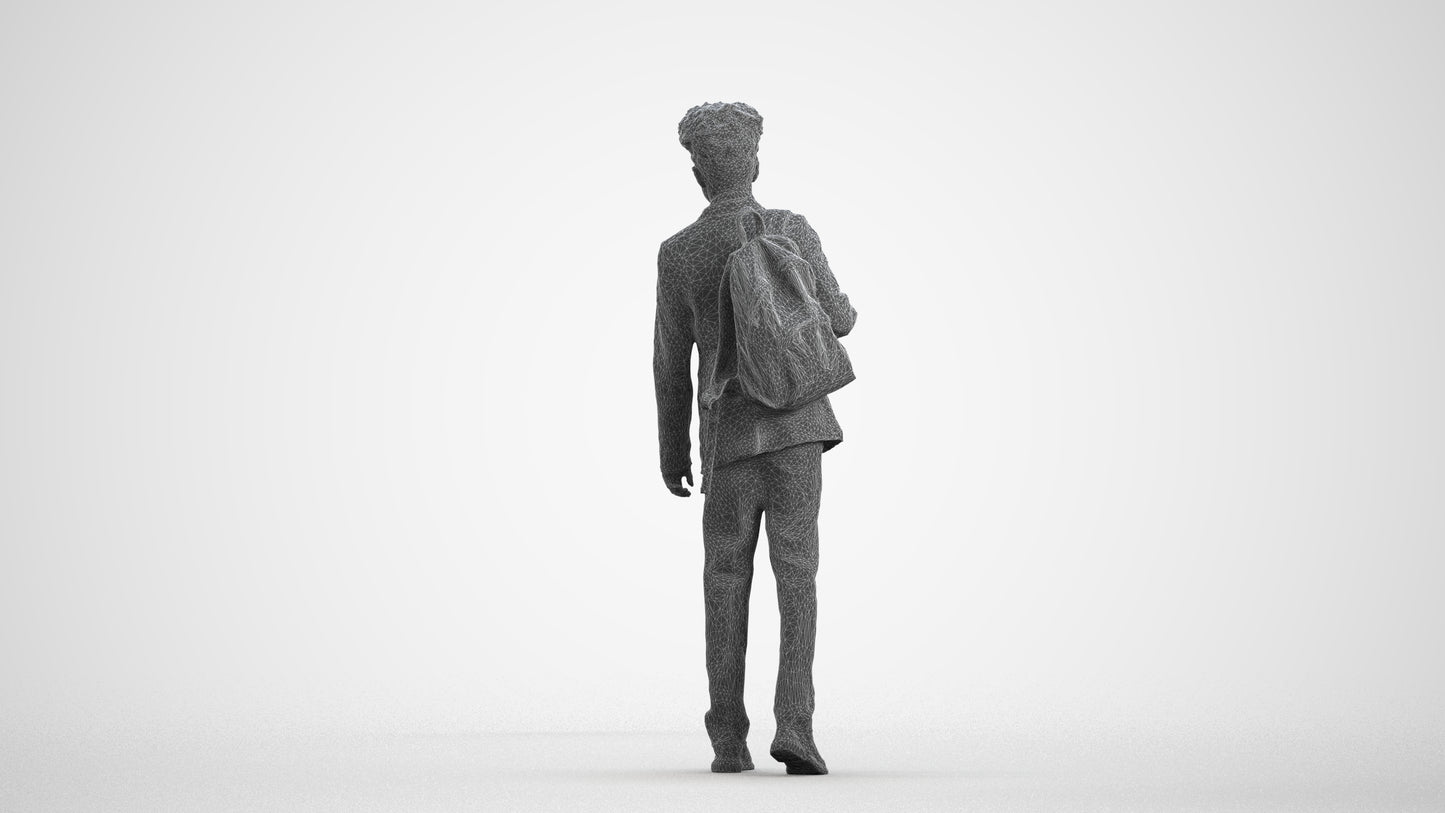 realistic 3D people man kids, render-ready for V-Ray and Corona, FBX OBJ, wireframe front view
