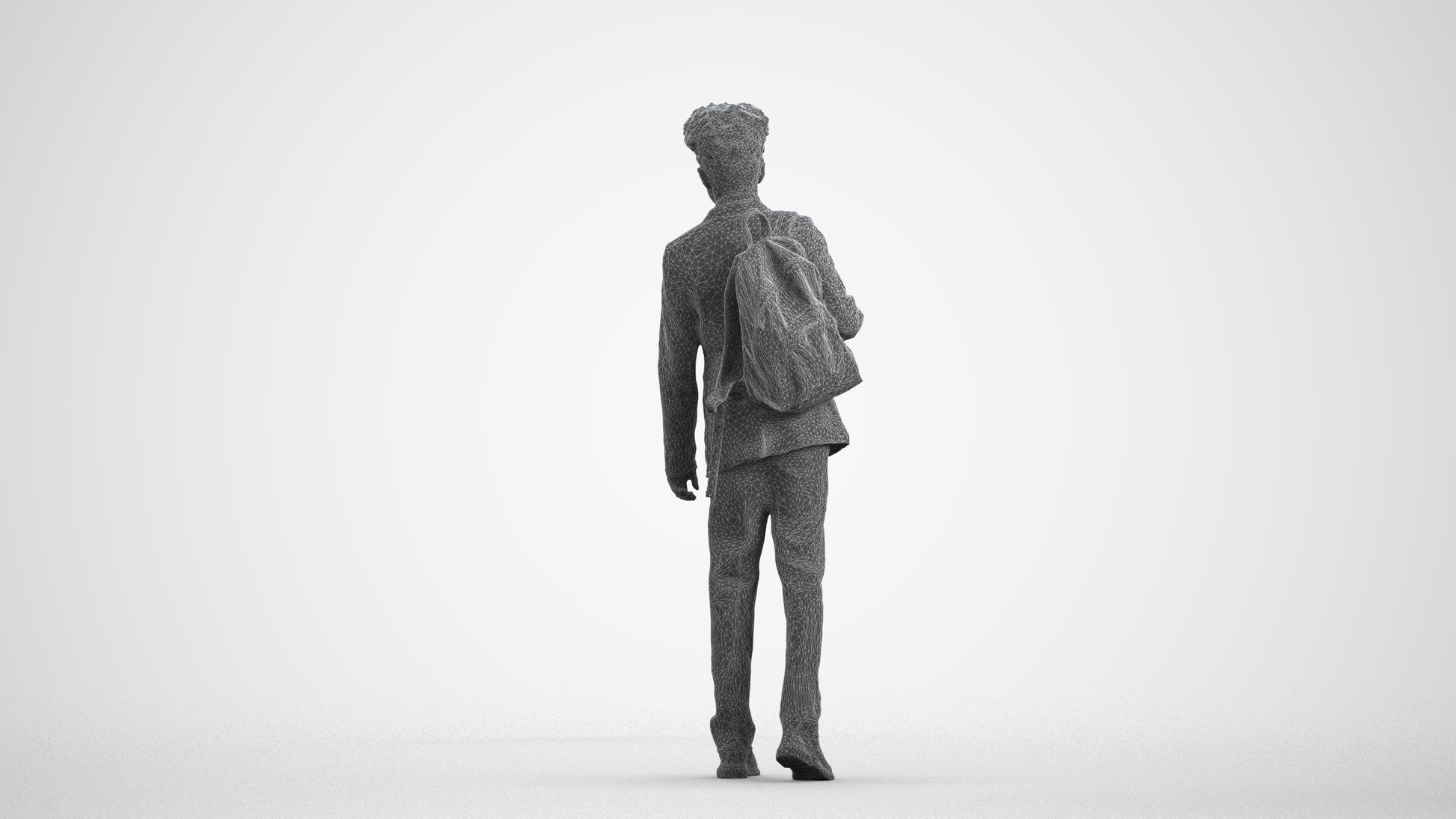 realistic 3D people man kids, render-ready for V-Ray and Corona, FBX OBJ, wireframe front view