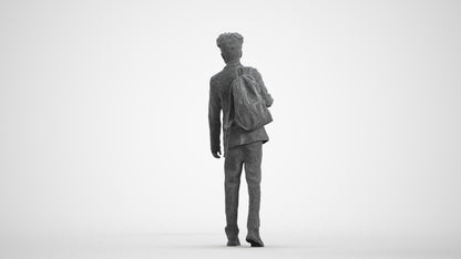 realistic 3D people man kids, render-ready for V-Ray and Corona, FBX OBJ, wireframe front view