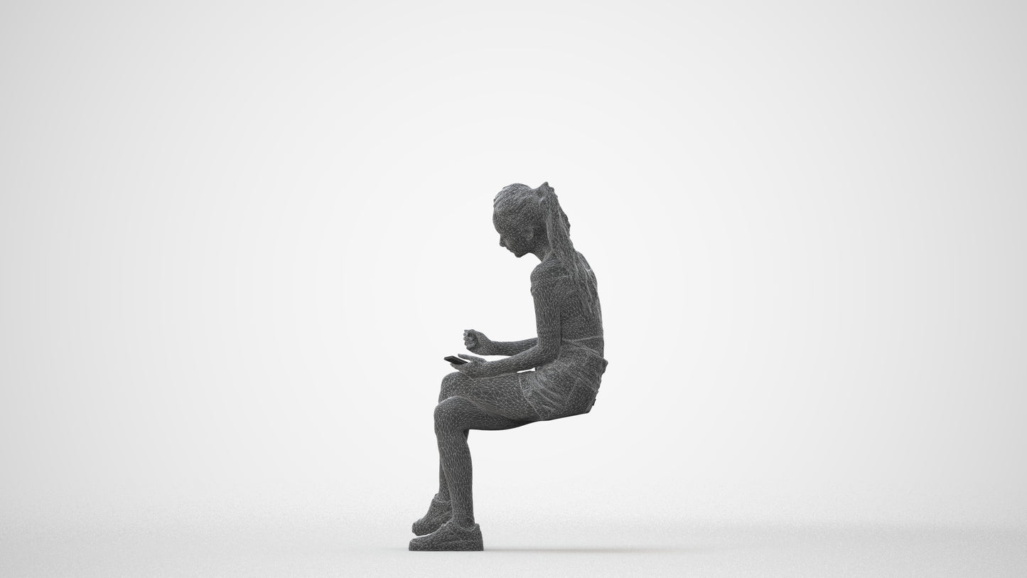 realistic 3D people woman casual sitting, render-ready for V-Ray and Corona, FBX OBJ, square thumbnail