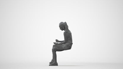 realistic 3D people woman casual sitting, render-ready for V-Ray and Corona, FBX OBJ, square thumbnail