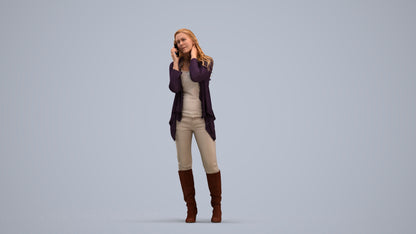 realistic 3D human woman casual standing, archviz people FBX OBJ for Blender, standing pose render