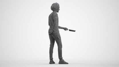 3D scanned man standing, photorealistic archviz people for Enscape and SketchUp, wireframe front view