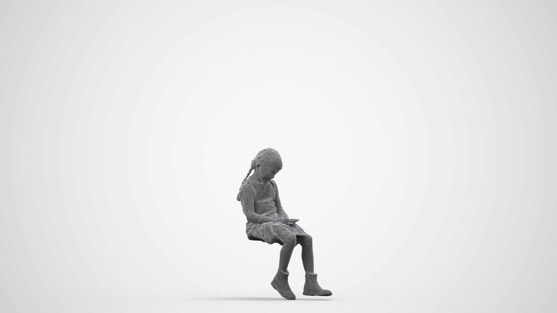 realistic 3D people girl casual kids, render-ready for V-Ray and Corona, FBX OBJ, wireframe side view