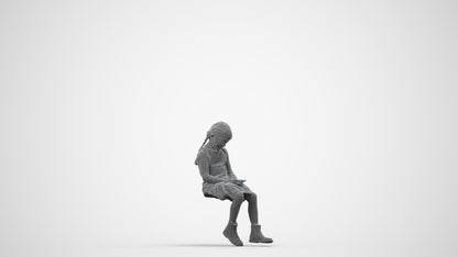 realistic 3D people girl casual kids, render-ready for V-Ray and Corona, FBX OBJ, wireframe side view