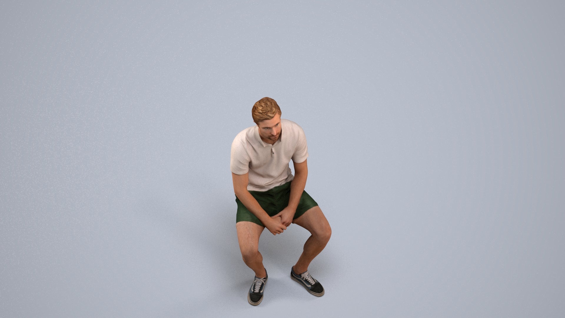 realistic 3D people man casual sitting, render-ready for V-Ray and Corona, FBX OBJ, back view render
