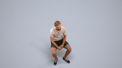 realistic 3D people man casual sitting, render-ready for V-Ray and Corona, FBX OBJ, back view render