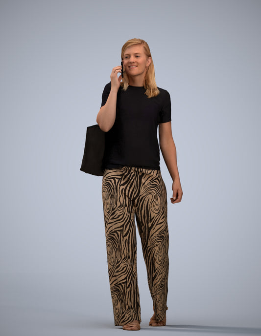 realistic 3D people woman casual walking, render-ready for V-Ray and Corona, FBX OBJ