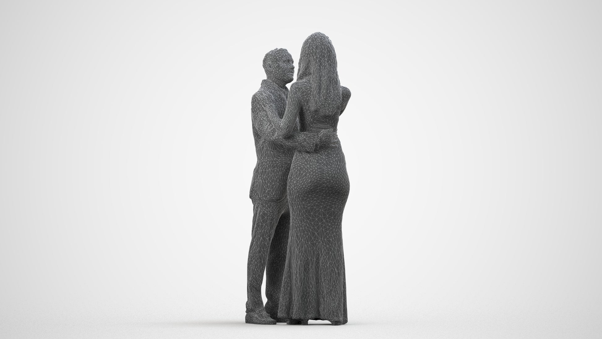 realistic 3D man formal dancing, scanned archviz people for Blender and 3ds Max, wireframe side view