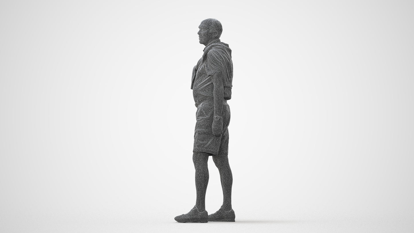 3D scanned senior man standing casual, photorealistic archviz people for Enscape and SketchUp, square thumbnail
