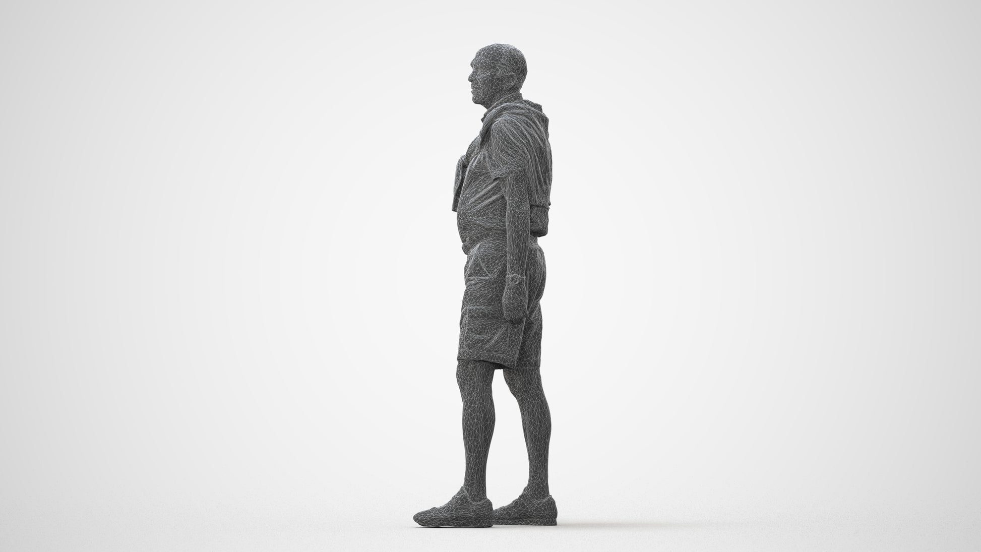 3D scanned senior man standing casual, photorealistic archviz people for Enscape and SketchUp, square thumbnail