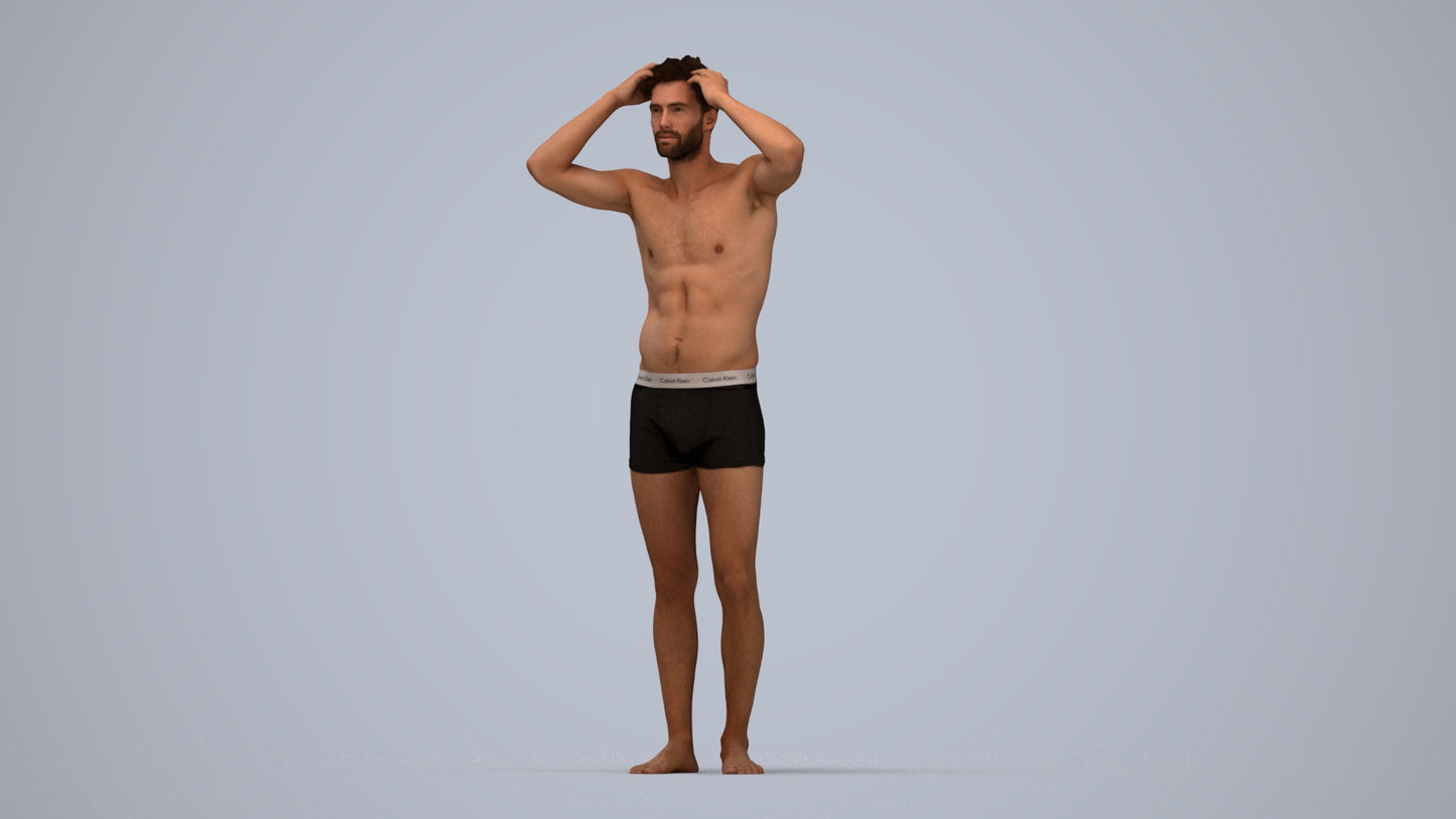 scanned 3D man bathroom, photogrammetry people for Enscape and V-Ray, top-down view render