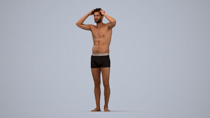 scanned 3D man bathroom, photogrammetry people for Enscape and V-Ray, top-down view render