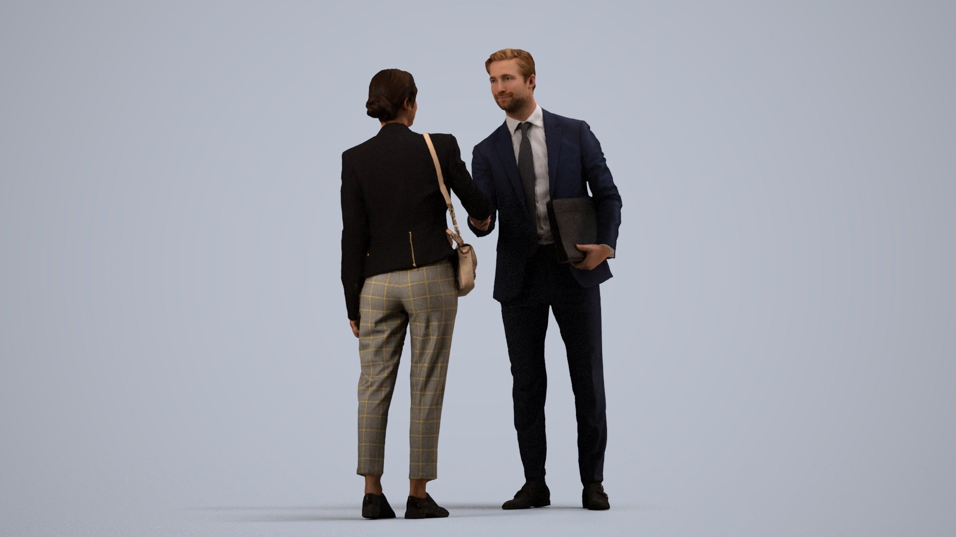 scanned 3D woman business, photogrammetry people for Enscape and V-Ray, side view render