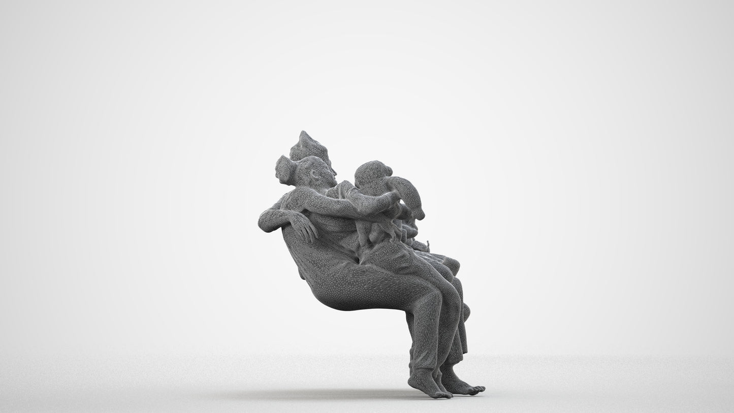 scanned 3D girl casual kids, photogrammetry people for Enscape and V-Ray, wireframe side view