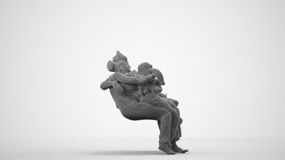 scanned 3D girl casual kids, photogrammetry people for Enscape and V-Ray, wireframe side view