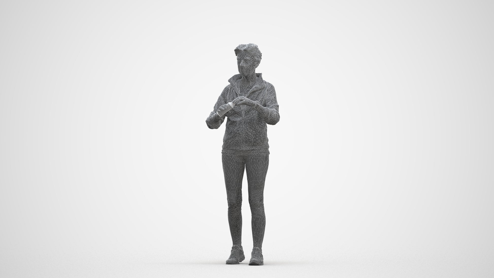 realistic 3D people woman sport, render-ready for V-Ray and Corona, FBX OBJ, three-quarter front view render