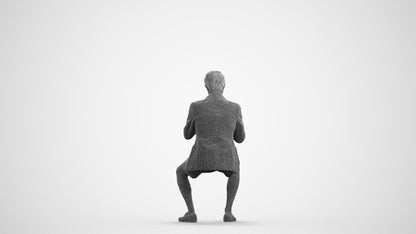 3D scanned man business, photorealistic archviz people for Enscape and SketchUp, wireframe front view