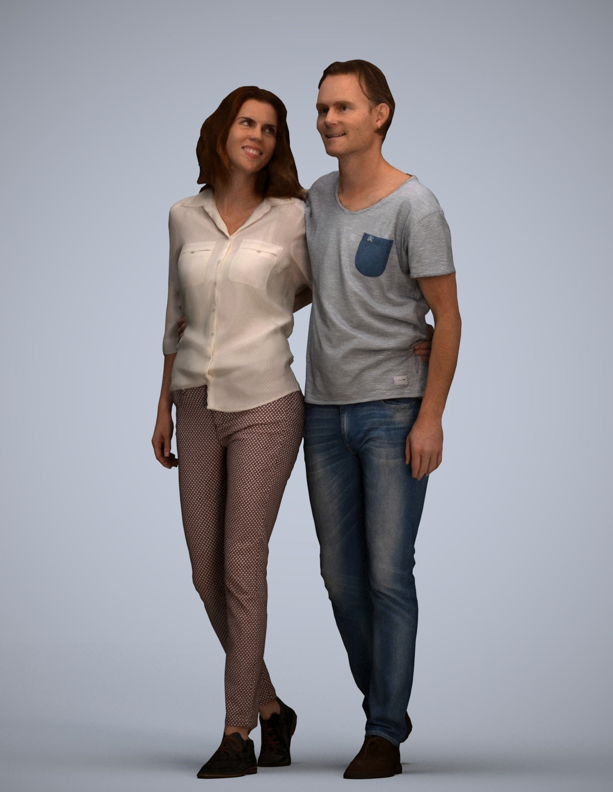 realistic 3D woman casual walking, scanned archviz people for Blender and 3ds Max