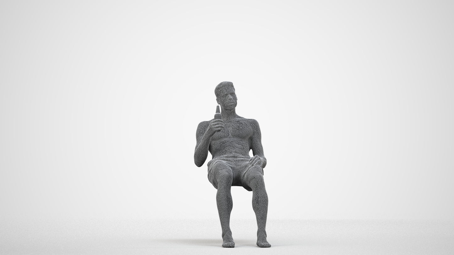 3D scanned man pool, photorealistic archviz people for Enscape and SketchUp, wireframe side view