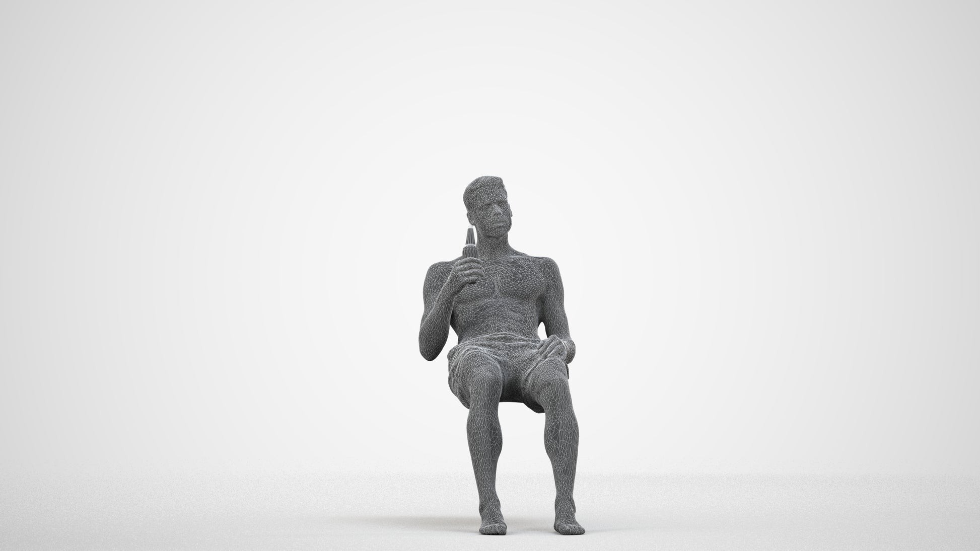 3D scanned man pool, photorealistic archviz people for Enscape and SketchUp, wireframe side view