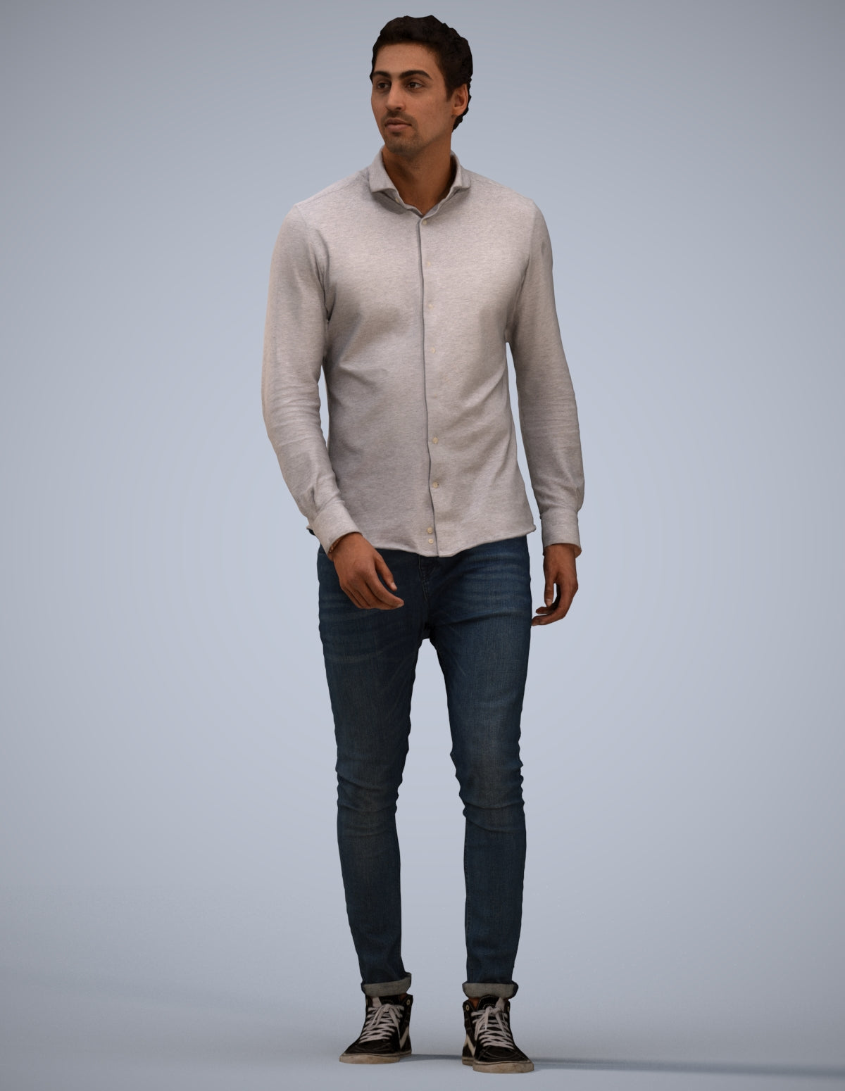 realistic 3D man casual walking, scanned archviz people for Blender and 3ds Max
