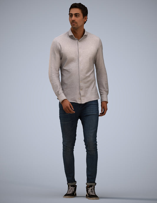 realistic 3D man casual walking, scanned archviz people for Blender and 3ds Max
