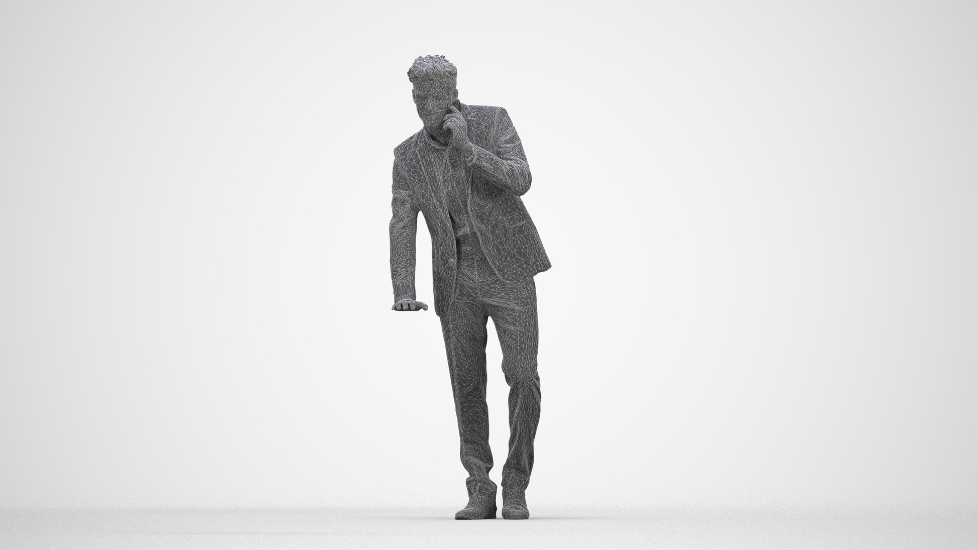 realistic 3D human man business, archviz people FBX OBJ for Blender, wireframe back view