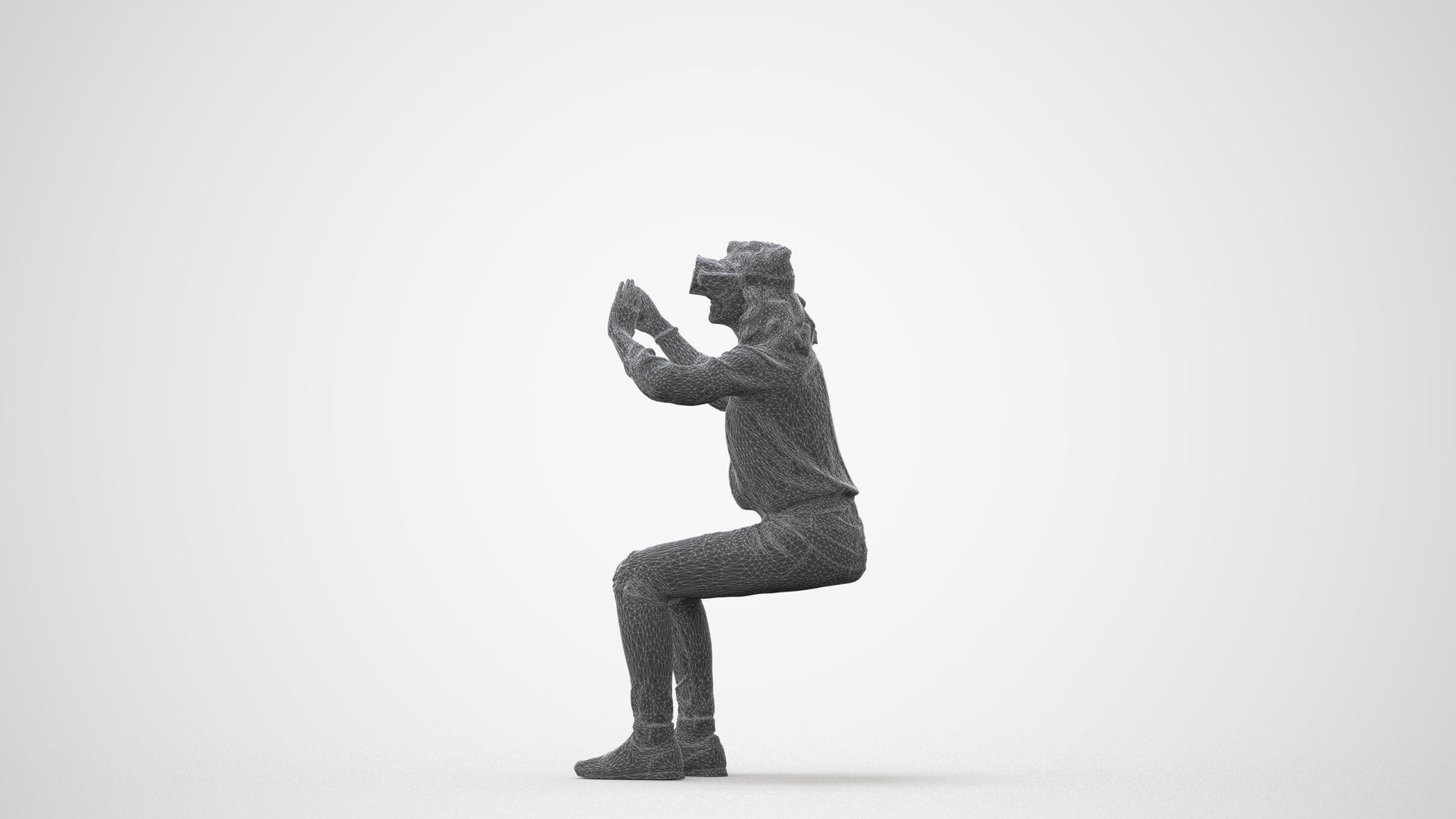 scanned 3D woman casual sitting, photogrammetry people for Enscape and V-Ray, square thumbnail