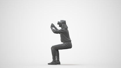 scanned 3D woman casual sitting, photogrammetry people for Enscape and V-Ray, square thumbnail