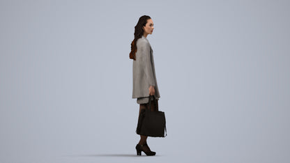 photogrammetry 3D woman business standing, realistic human model archviz FBX, side view render