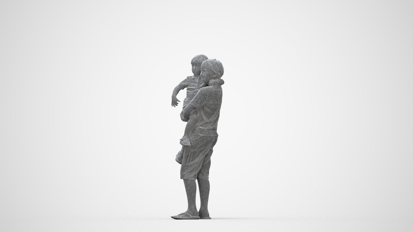 realistic 3D human boy casual kids, archviz people FBX OBJ for Blender, wireframe back view