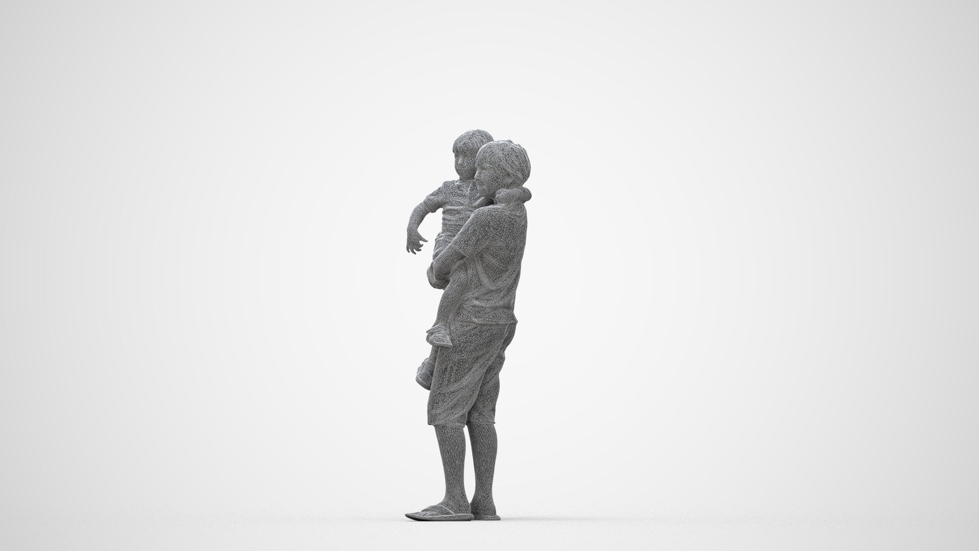 realistic 3D human boy casual kids, archviz people FBX OBJ for Blender, wireframe back view