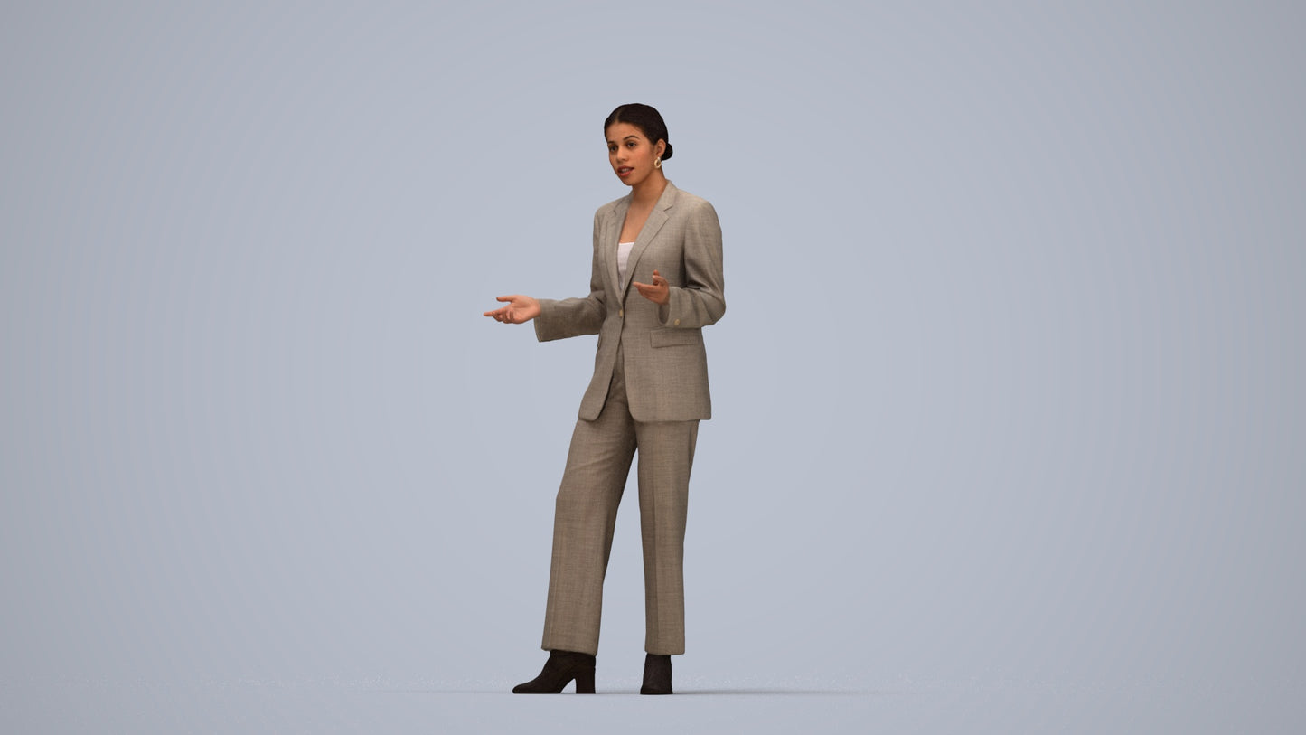 realistic 3D woman business, scanned archviz people for Blender and 3ds Max, top-down view render