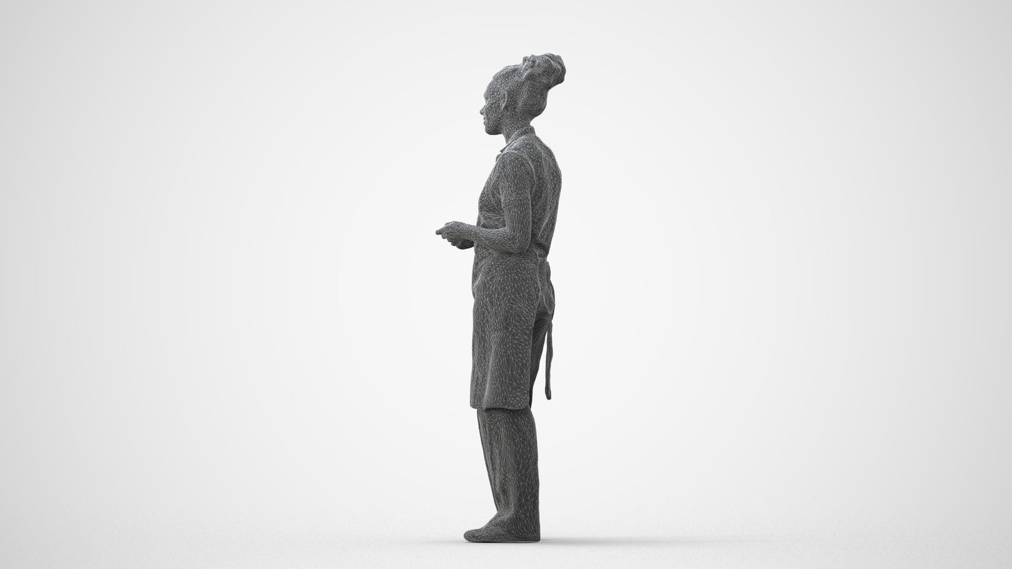 scanned 3D woman hospitality, photogrammetry people for Enscape and V-Ray, square thumbnail