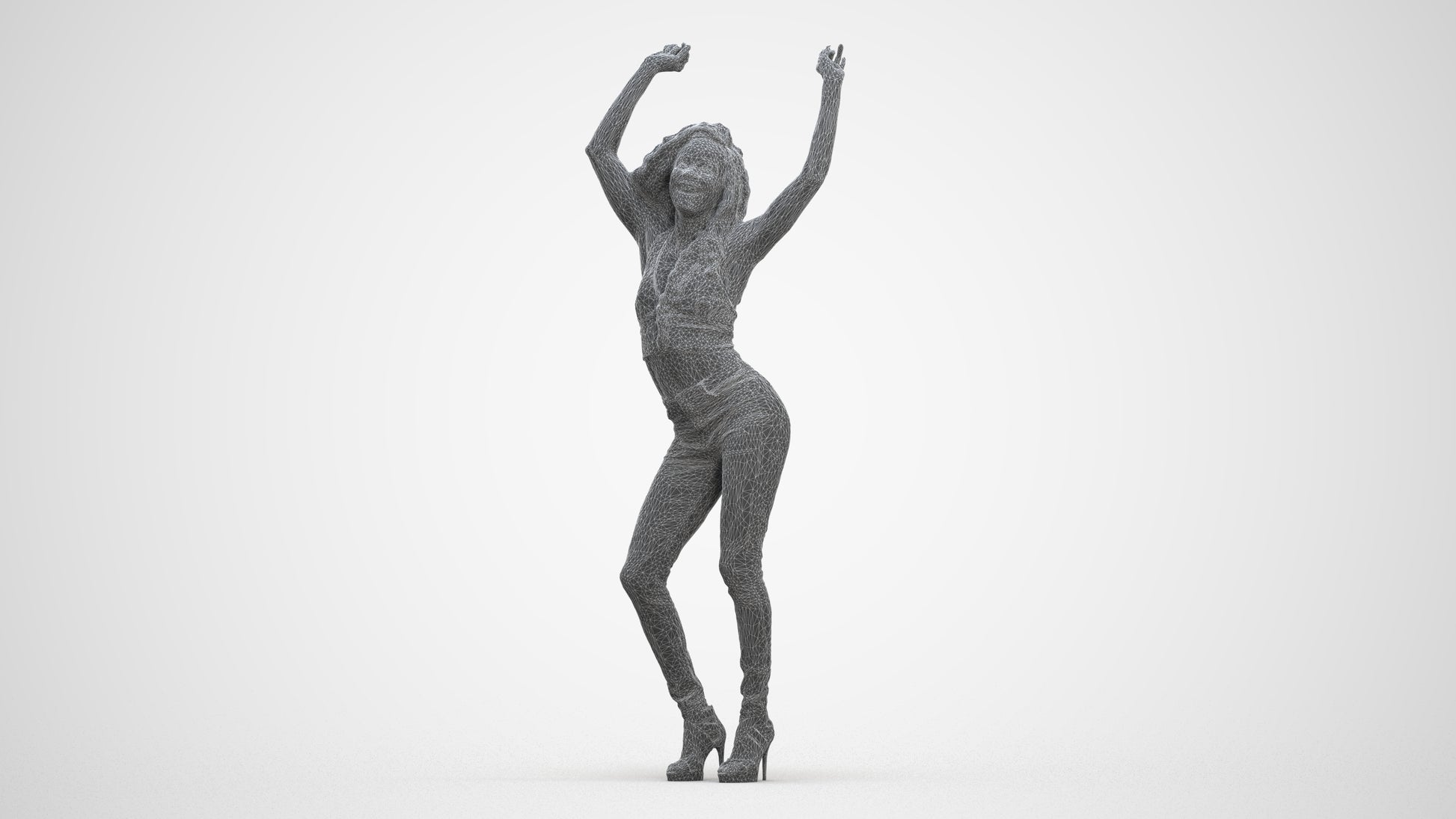 scanned 3D woman casual dancing, photogrammetry people for Enscape and V-Ray, three-quarter front view render