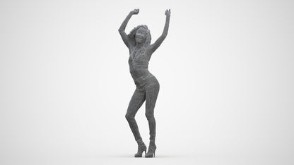scanned 3D woman casual dancing, photogrammetry people for Enscape and V-Ray, three-quarter front view render