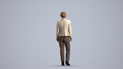 scanned 3D senior woman business standing, photogrammetry people for Enscape and V-Ray, front view render