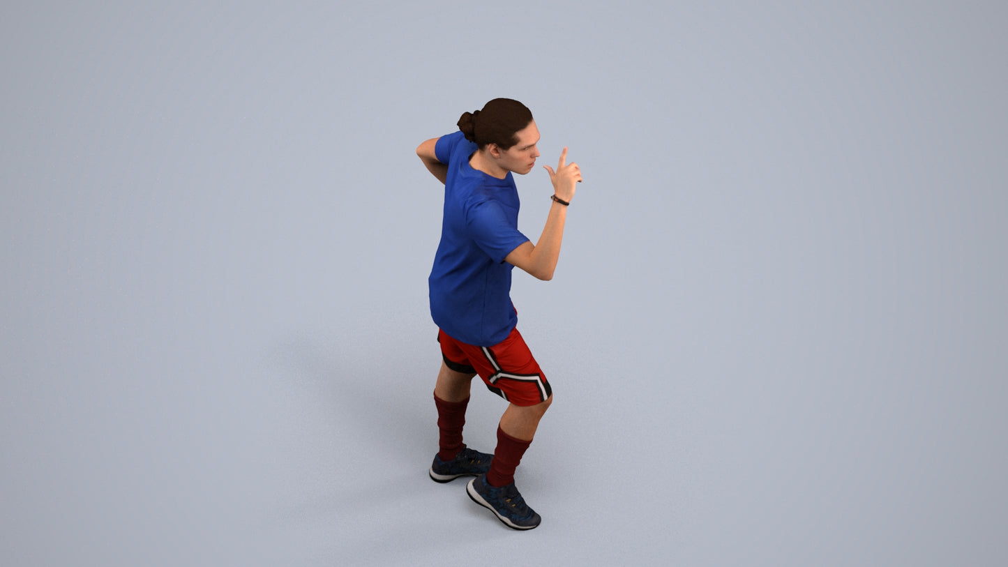 3D human model man sport, photogrammetry scanned person for archviz, back view render