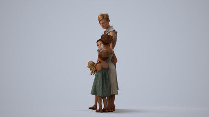 scanned 3D girl casual kids, photogrammetry people for Enscape and V-Ray, three-quarter view render